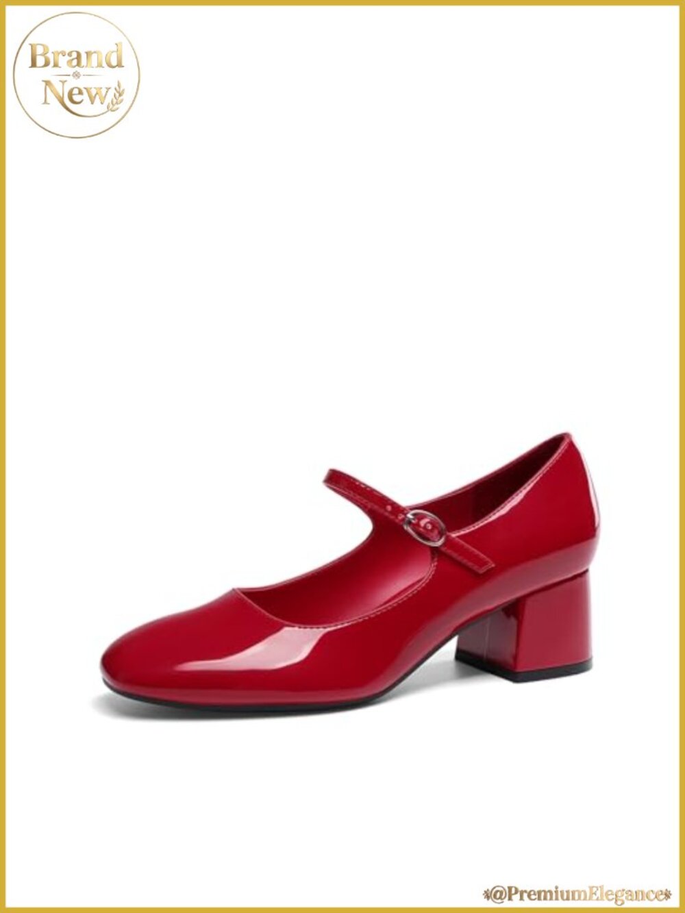 Mary Jane Low Chunky Heel Pumps Faux Leather Ankle Strap Dress Shoes